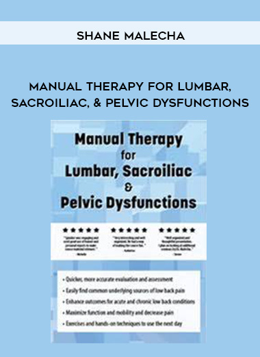 Manual Therapy for Lumbar, Sacroiliac, & Pelvic Dysfunctions – Shane Malecha